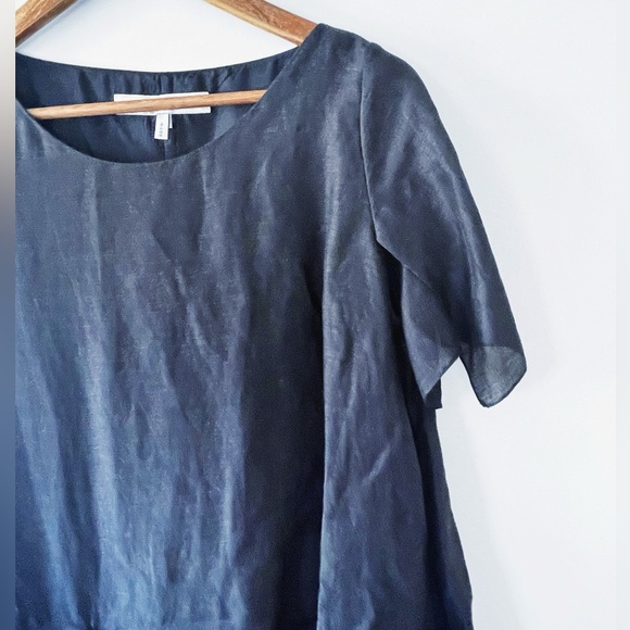 Morgane Le Fay Asymmetric Linen & Silk Black Dress Size Medium EUC - Picture 3 of 6